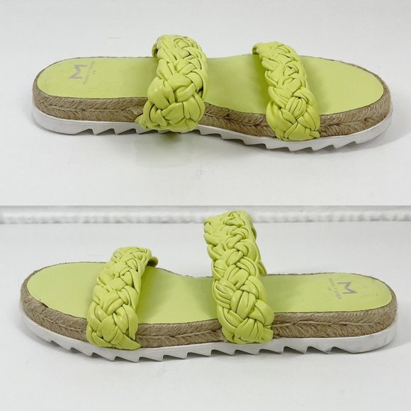 MARC FISHER Lime Green Braided Leather Espadrille Sandals sz 8 - Picture 3 of 9